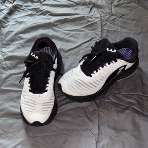 R.A.D. Global Black, White, and Purple Sneakers